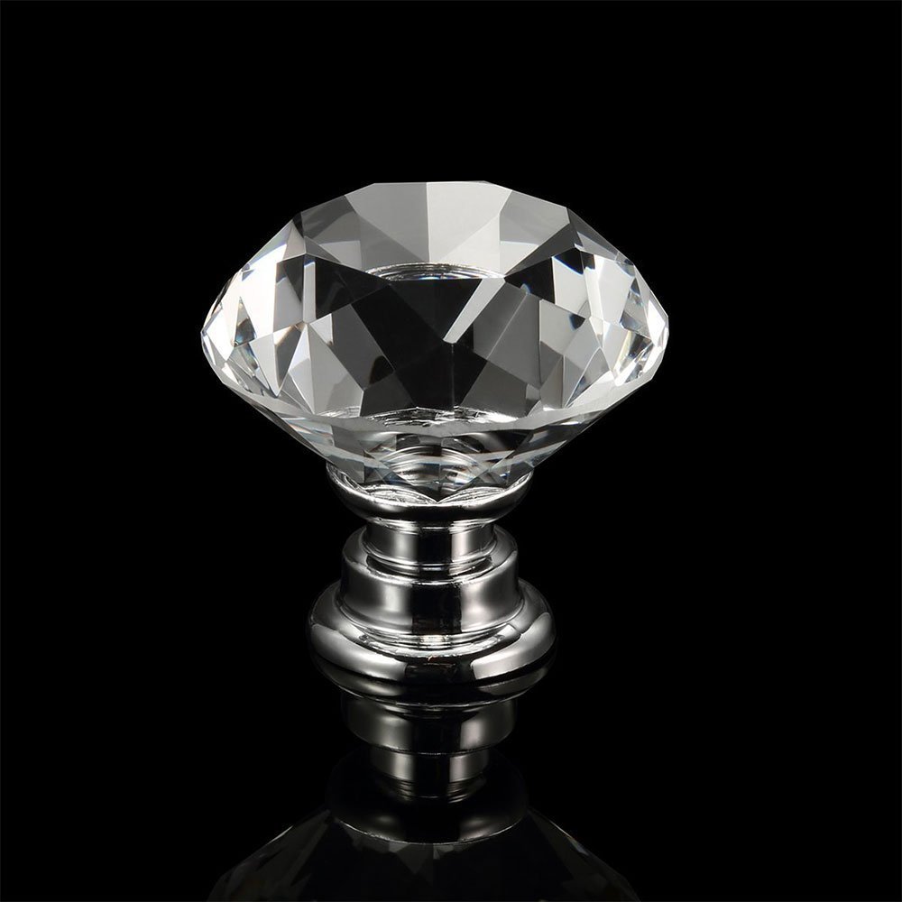 EEEKit 12-pack Crystal Glass Cabinet Knobs 30mm Diamond Shape Drawer Kitchen Cabinets Dresser Cupboard Wardrobe Pulls Handles