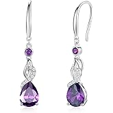 FANCIME Teardrop Dangle Drop Earrings 925 Sterling Silver Pear Gemstone Birthstone Earring Fine Jewelry Birthday Gifts for Women