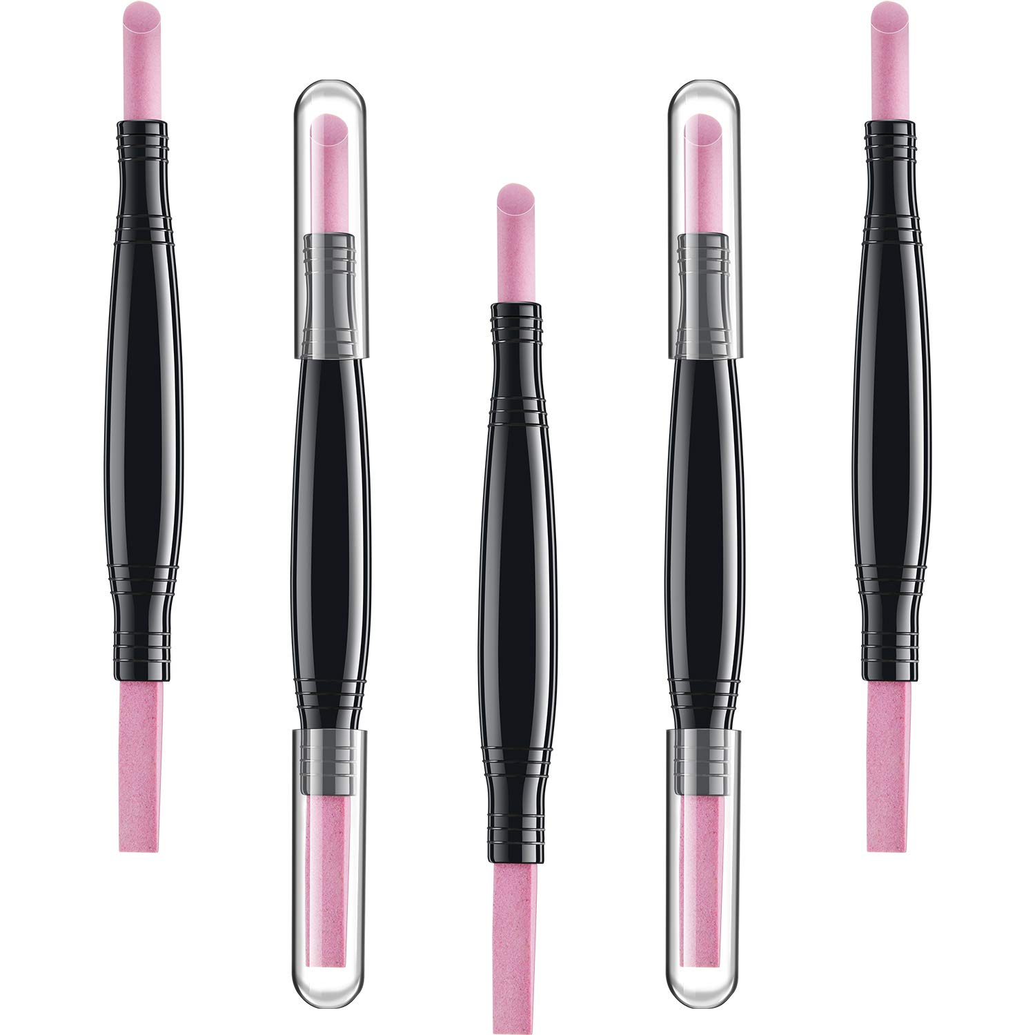 5 Pieces Pumice Stone Nail File Polishing Pen Stick Double-Headed Cuticle Pusher Remover Trimmer Buffer Pen Art Tools Household Beauty Salon Peeling Dead Skin Repairing