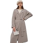 CHICWISH Women's Open Front Cardigan Long Sleeve Notch Lapel Belted Longline Coatigan Ribbed Knit Coat With Pockets