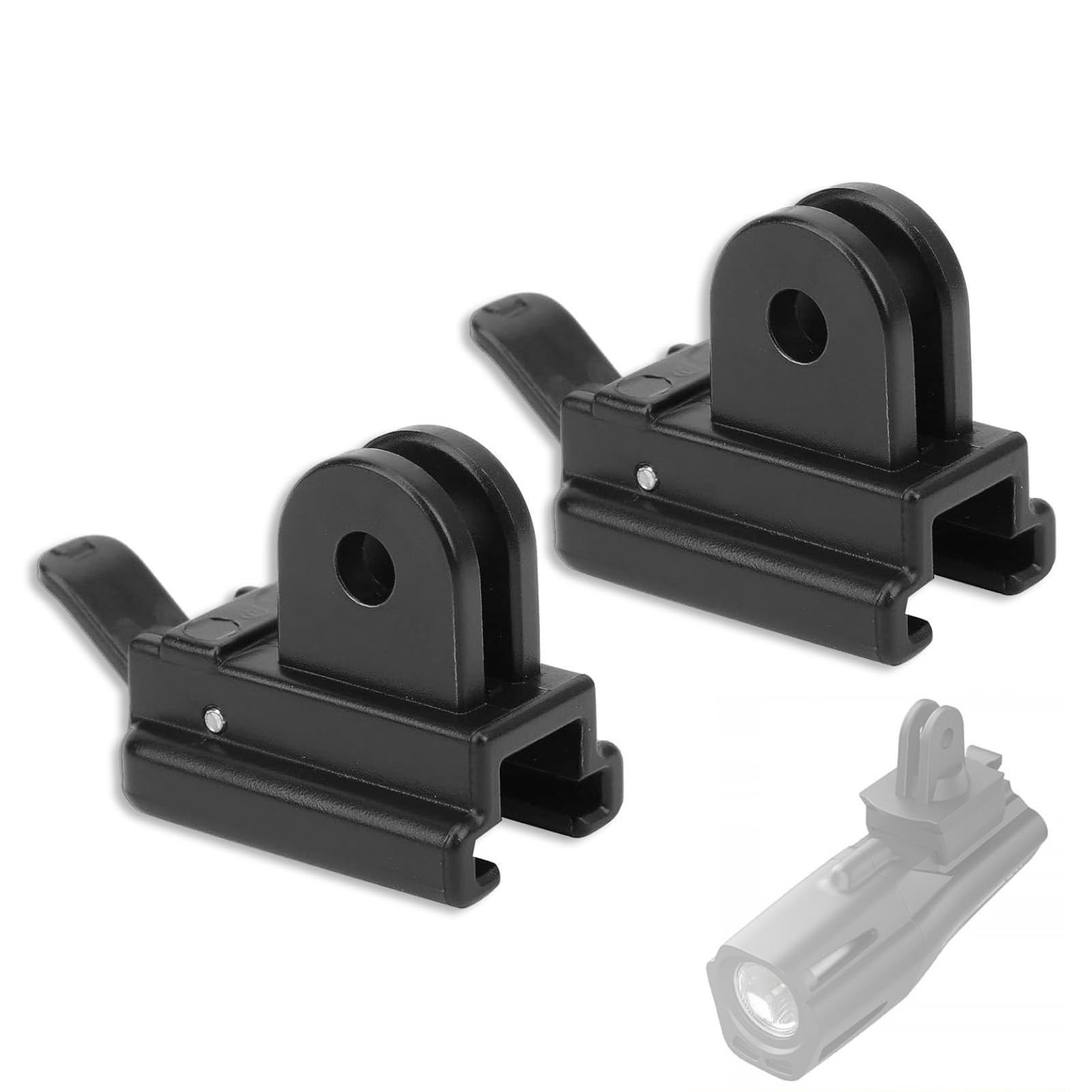 2PCS Bicycle Light Holder Adapter, Universal Bicycle Torch Holder Clip Mount Cycling Front Lamp Holder Headlight Helmet Mount Strap Bicycle Lamp Adapter for Mountain Bike Outdoor Riding