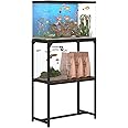 Mondazie 20 Gallon Fish Tank Stand, Upgraded Height Aquarium Stand Table with 2 Tiers Storage Shelf, Metal Reptile Breeder Turtle Terrarium Stand Rack for Home Office, 24" L x 12" W x 32.2" H, Black