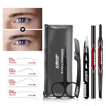 Men Diy Eyebrow Template Shaper Stencils Card Eyebrow Grooming Kit Black