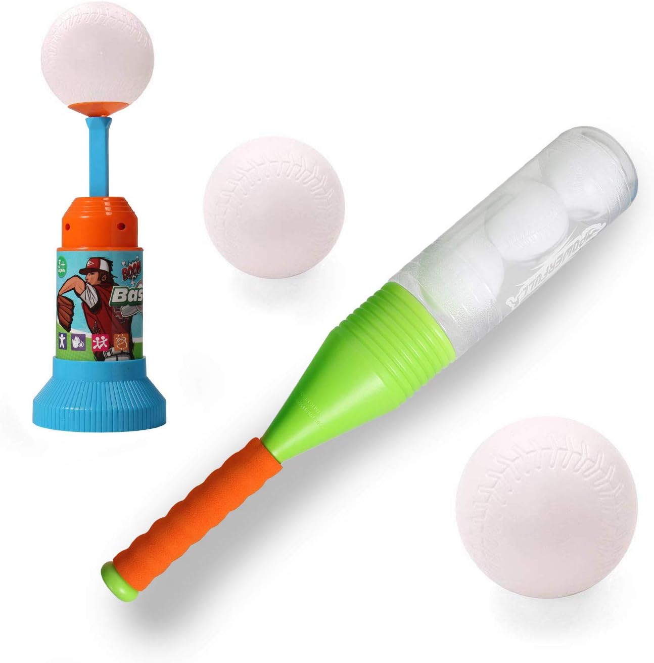 EXERCISE N PLAY Training Automatic Launcher Baseball Bat Toys - Indoor Outdoor Sports Baseball Games T-Ball Set for Children: Toys & Games