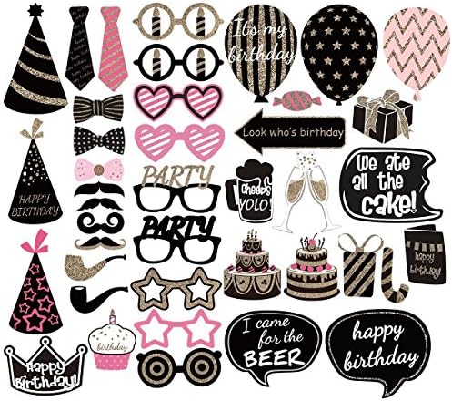 Creative party Pictures Props,47 piece DIY Kits birthday party Photo booth,party Funny Mustache,Glasses,Cake and Accessories for birthday,Parties or other