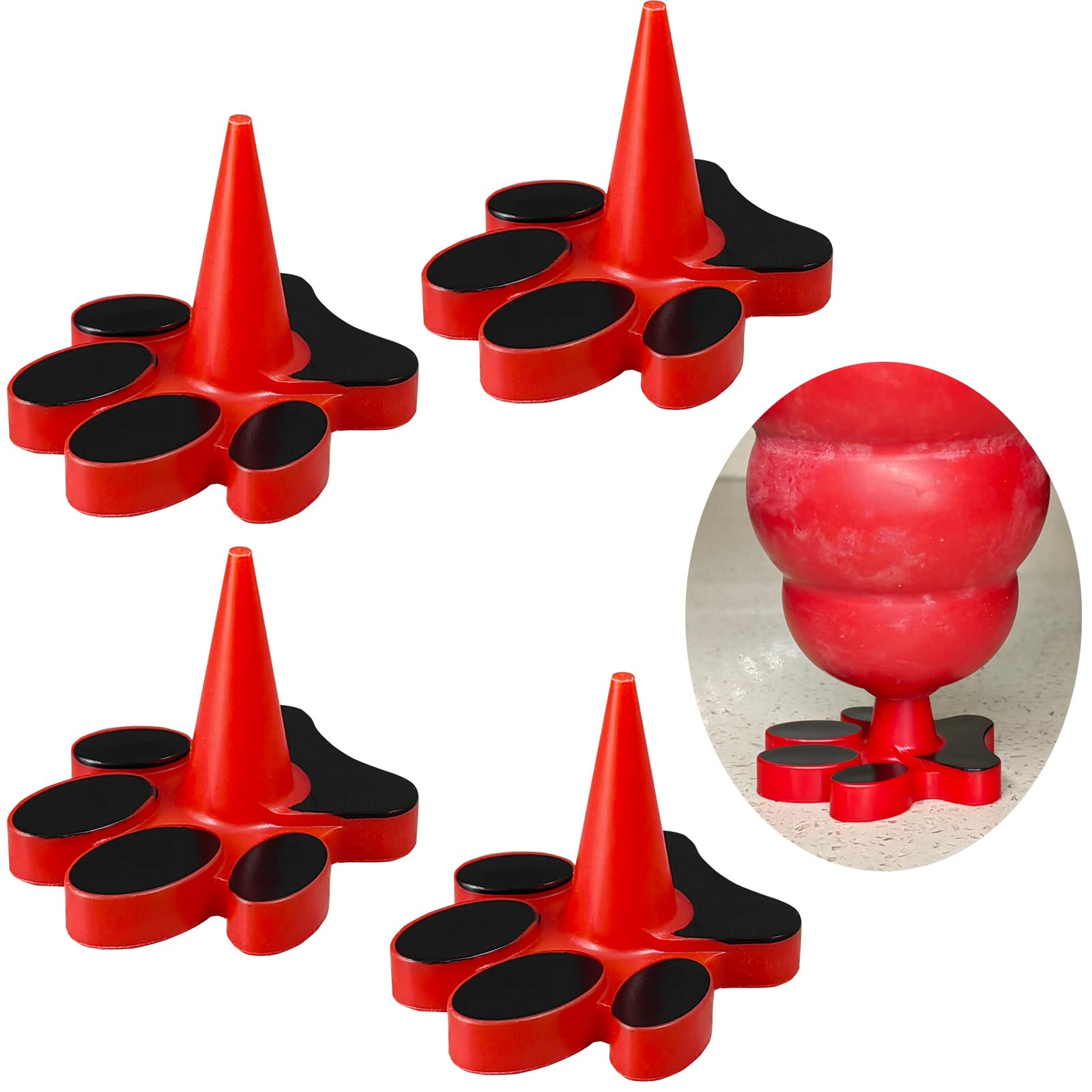 HOMDSG Dog Toy Holder Stopper Compatible with Kong Classic Sizes X-S to XX-L, Only Plastic Paw Plug Included, Red, 4 Pack
