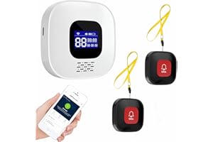 Foyucool Wireless Caregiver Pager with Smart Call System & Call Buttons for Elderly Monitoring, Life Alert System for Seniors, 2 SOS Panic Button 1 Receiver