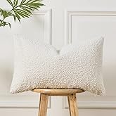 Sunkifover Textured Boucle Pillow Covers 12x20 Inches, Decorative Neutral Pillowcase Rectangular Cushion Cover for Sofa, Couch, Bed, Bedroom, Living Room, Home Decro White.