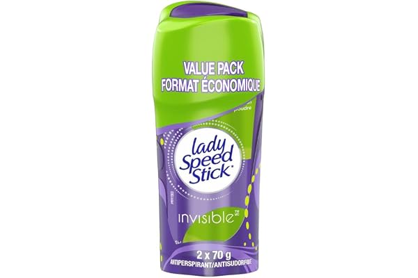 Lady Speed Stick Invisible Solid Antiperspirant Deodorant, Powder Fresh, 2 x 70g Twin Pack – 24-Hour Odour & Wetness Protecti