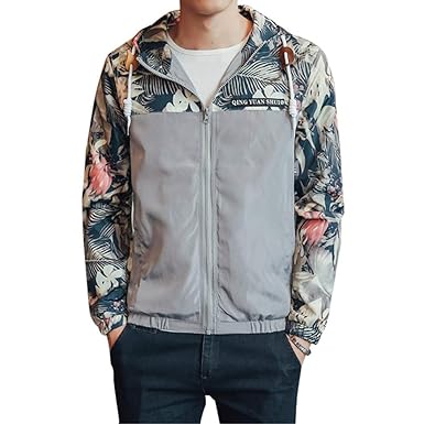 Amazon Ylejp ウィンドブレーカー メンズ フード付き 花柄 長袖