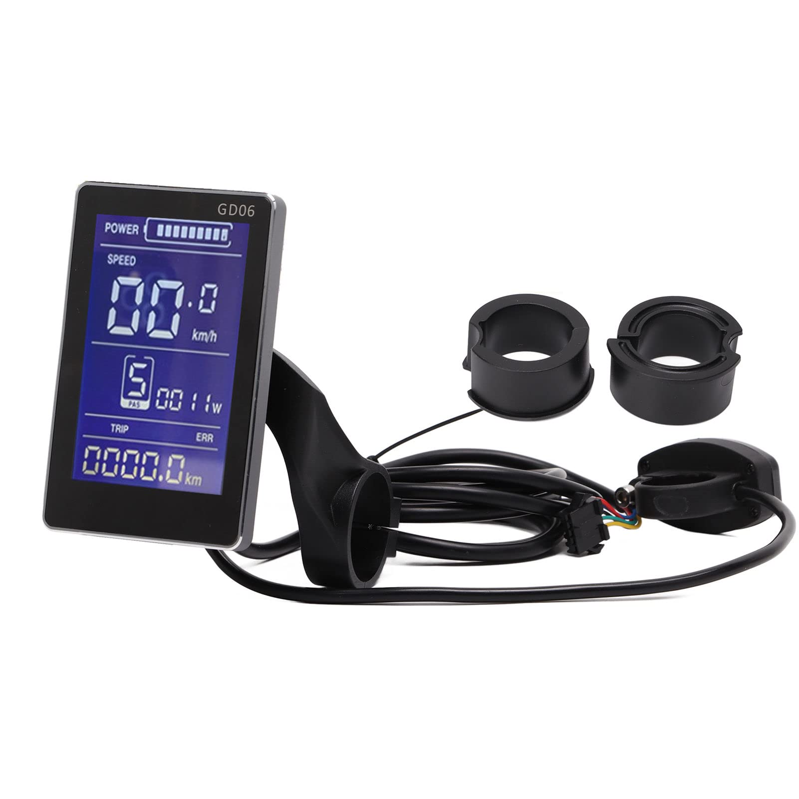 eBike LCD Display Screen, Universal 36V 48V Electric Bicycle LCD Display, Waterproof Multifunctional GD06 Bike Computer Speedometer for Modification for 22.2mm/0.9in Handlebars