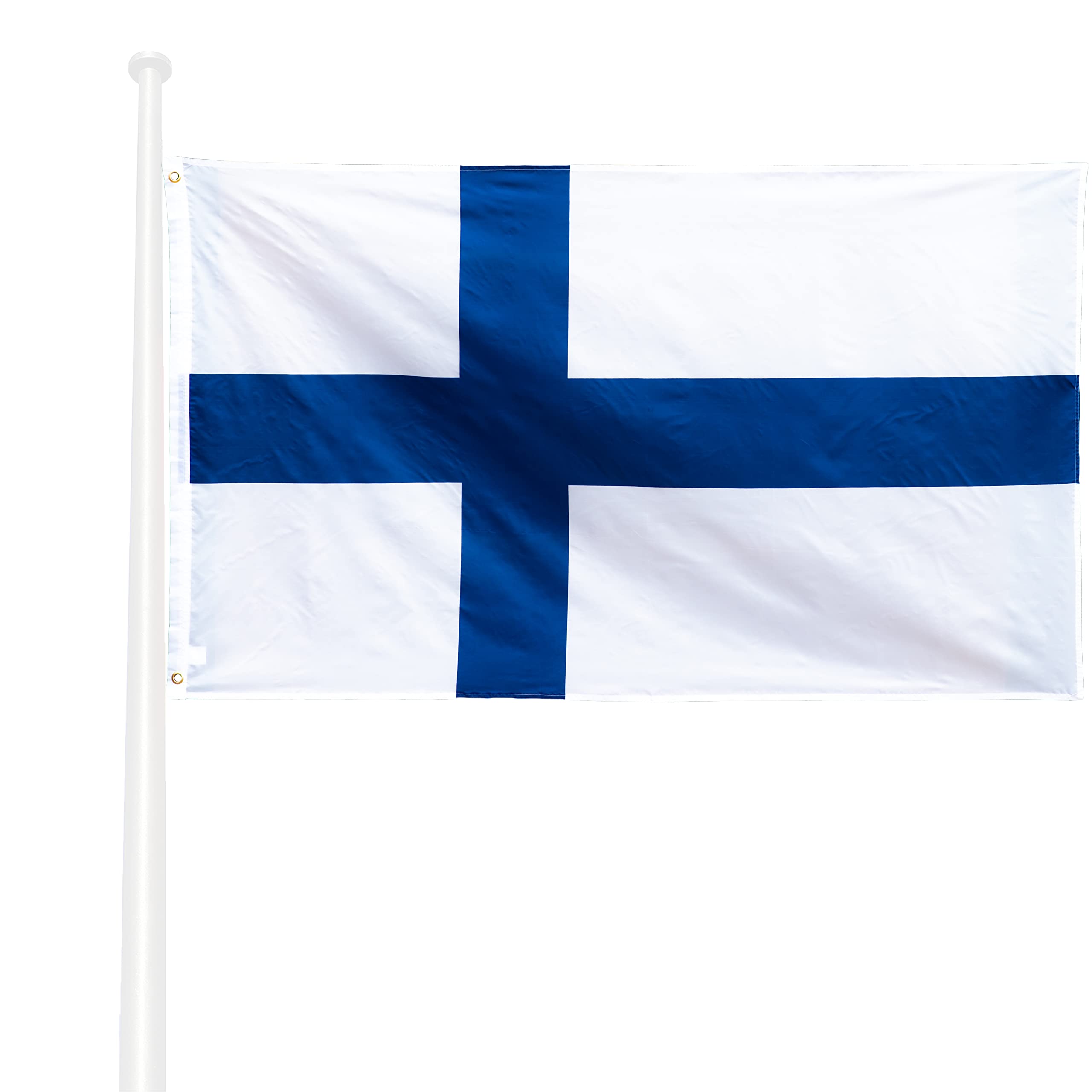 KliKil Flag of Finland – Flag 150 x 90 cm Polyester – UV and Water Resistant – Easy Installation with 2 Metal Eyelets – Ideal for Celebrations, Decorations and Events