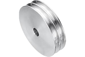 uxcell V-Type Pulley 12mm Bore 80mm Outer Dia Double Groove Aluminum Alloy for Motor Shaft Drilling Machine 6mm(1/4") PU Shap