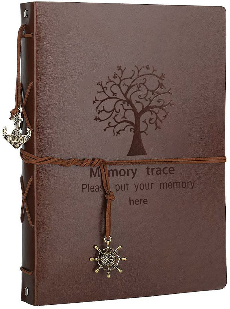 AIOR Vintage Traditional Scrapbook Photo Album Black Pages Wedding Leather Photo Book Original Mother's Day School Teacher Christmas Valentine's Day Birthday Tree