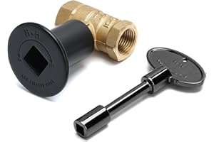 Skyflame 1/2 Inch Straight Gas Key Valve Kit for Fire Pit Fireplace with Flange and 3 Inches Key, Flat Black