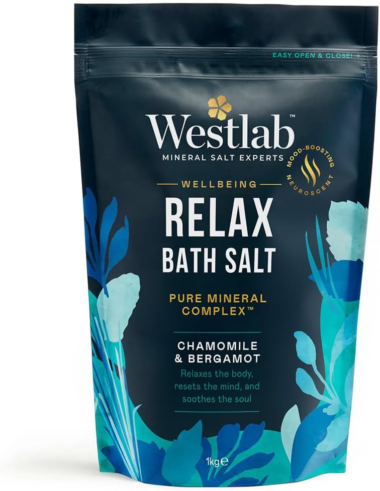 Westlab Magnesium Relax Bath Salts 1kg Chamomile Bergamot Natural Minerals