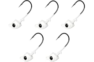 Reaction Tackle Tungsten Swimbait Jig Heads - 3D Realistic Eyes Attract Bass and More- Swim Bait Jig Head Fishing Hooks for use with Freshwater or Saltwater Fishing Lures (5-Pack)