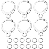 160pc LeverBack Hook Set 60 Round Hypoallergenic Earring Hooks with 100 Jump Rings (Silver-12785)