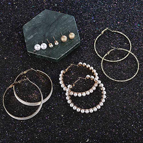 WAINIS 23-44 Pairs Assorted Multiple Stud Hoop Dangle Earrings Set Women Girls Acrylic Round Ball CZ Bohemian Long Tassel Drop Earrings Pack