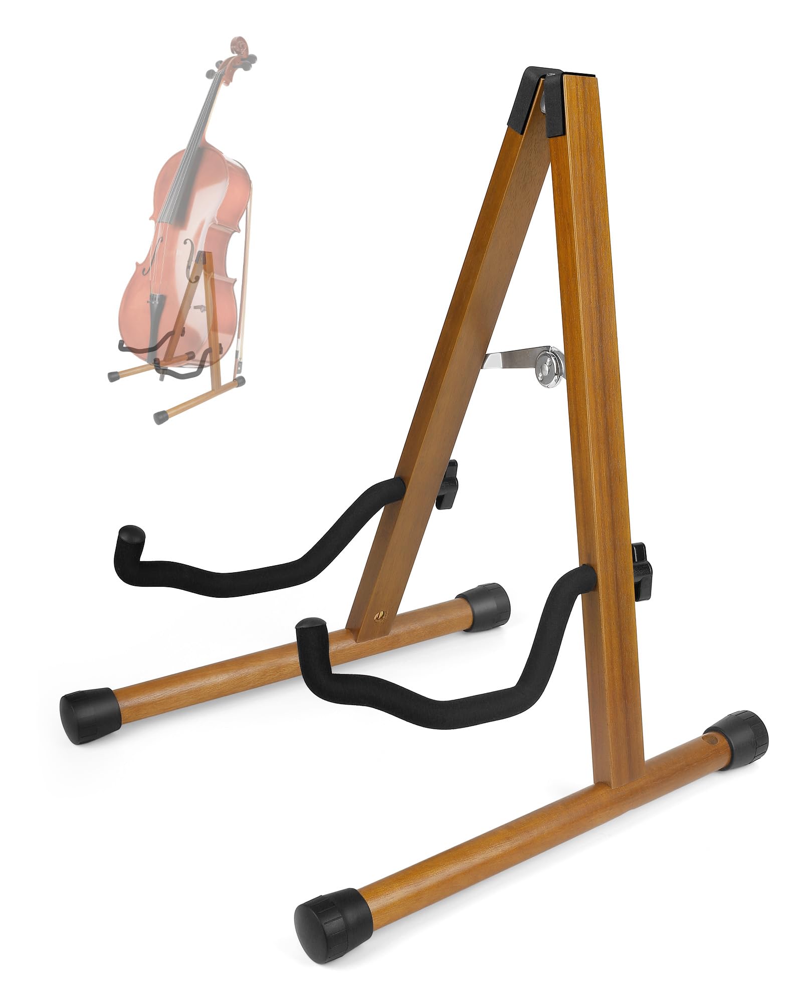 Photo 1 of MUSO Cello Stand with Bow Holder,A-Frame Floor Stand with Padded Foam, Handcrafted Cello Rack Fits 1/2, 3/4, 7/8, 4/4 Full-Size and Guitar, Instrument Holder for Home and Studio Display