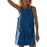 Glamaker Women's Summer Sleeveless Romper Casaul Beach Vacation Loose Shorts Jumpsuit Overalls Outfits 2026 With Pocket
