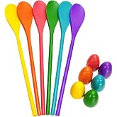 TOATOM 12 Pcs Easter Egg and Spoon Race Game Set, 6 Players Carnival Egg and Spoon Relay Game, Wooden Egg Spoon Balance Carnival Games for Easter Birthday Holiday Outdoor Family Activities