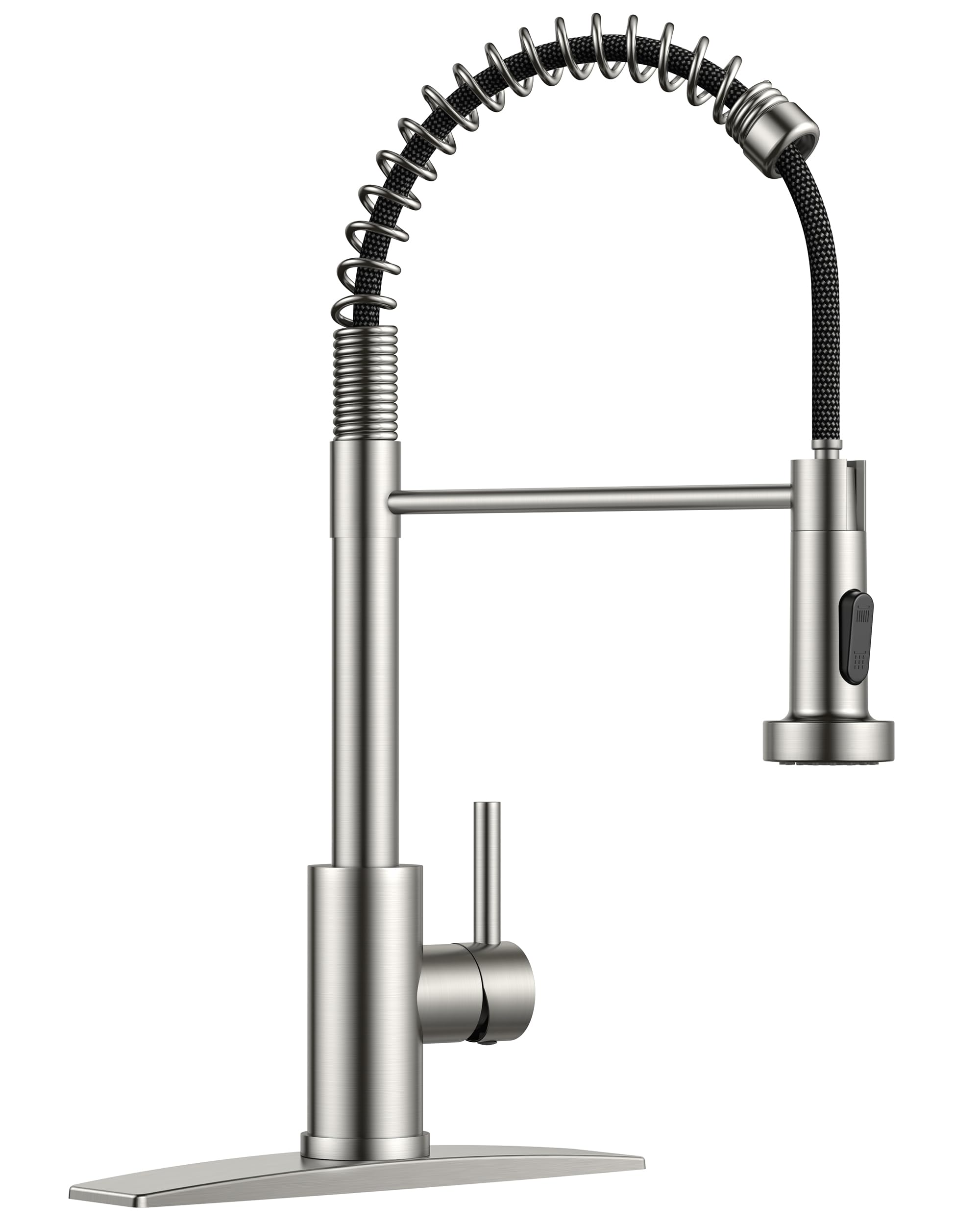 Photo 1 of ******POSSIBLY FOR PARTS UNKNOWN DAMAGES/MISSING PIECES******* dearocean Kitchen Faucet with Pull Down Sprayer Brushed Nickel Stainless Steel, Classic Spring 1 Handle Pull Out Sink Faucet with Deck Plate for 1 or 3 Hole Sinks for Bar RV Laundry Farmhouse