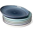 Sweese Dinner Plates, 10 Inch Round Porcelain Plates, Dish Set for Lunch, Party, Wedding, Restaurant, Microwave, Oven, Dishwasher Safe Plates Set of 6, Cool Assorted Colors