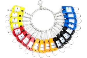Shudyear Janitor Key Ring Keychain Key Organizer Metal Portable Chain with 20 Spring Hooks & Key with Ring and Label Window Tags