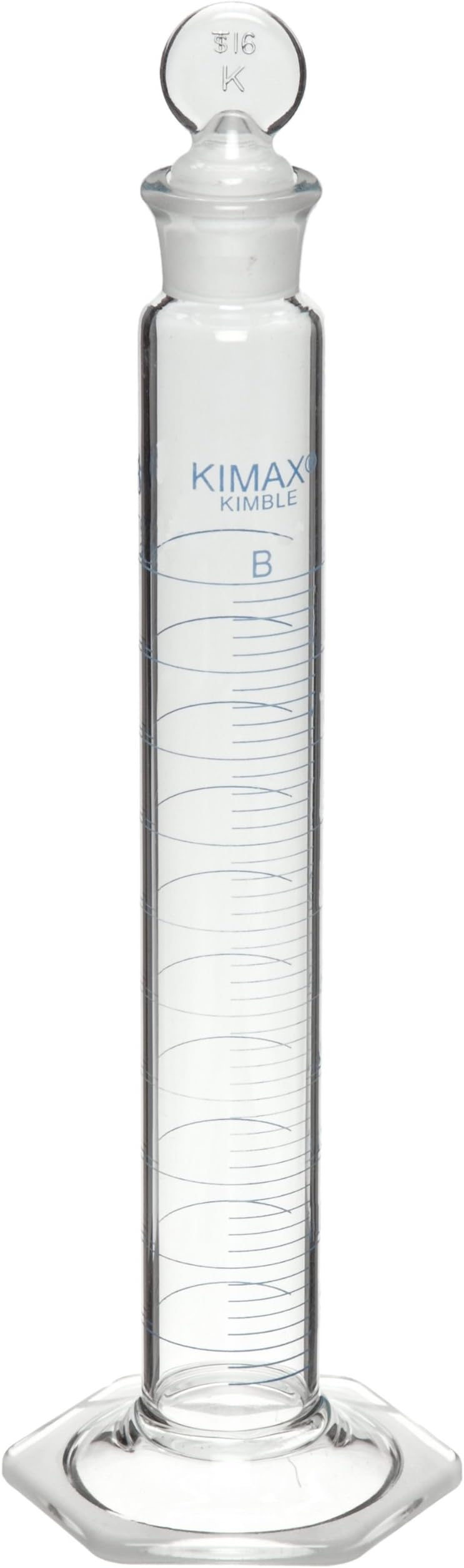 Kimax 20040-2000 Glass 2L, +/- 10.0mL Tolerance, Class B Single Metric Blue Scale Mixing Cylinder, with Glass Stopper (Case of 2)