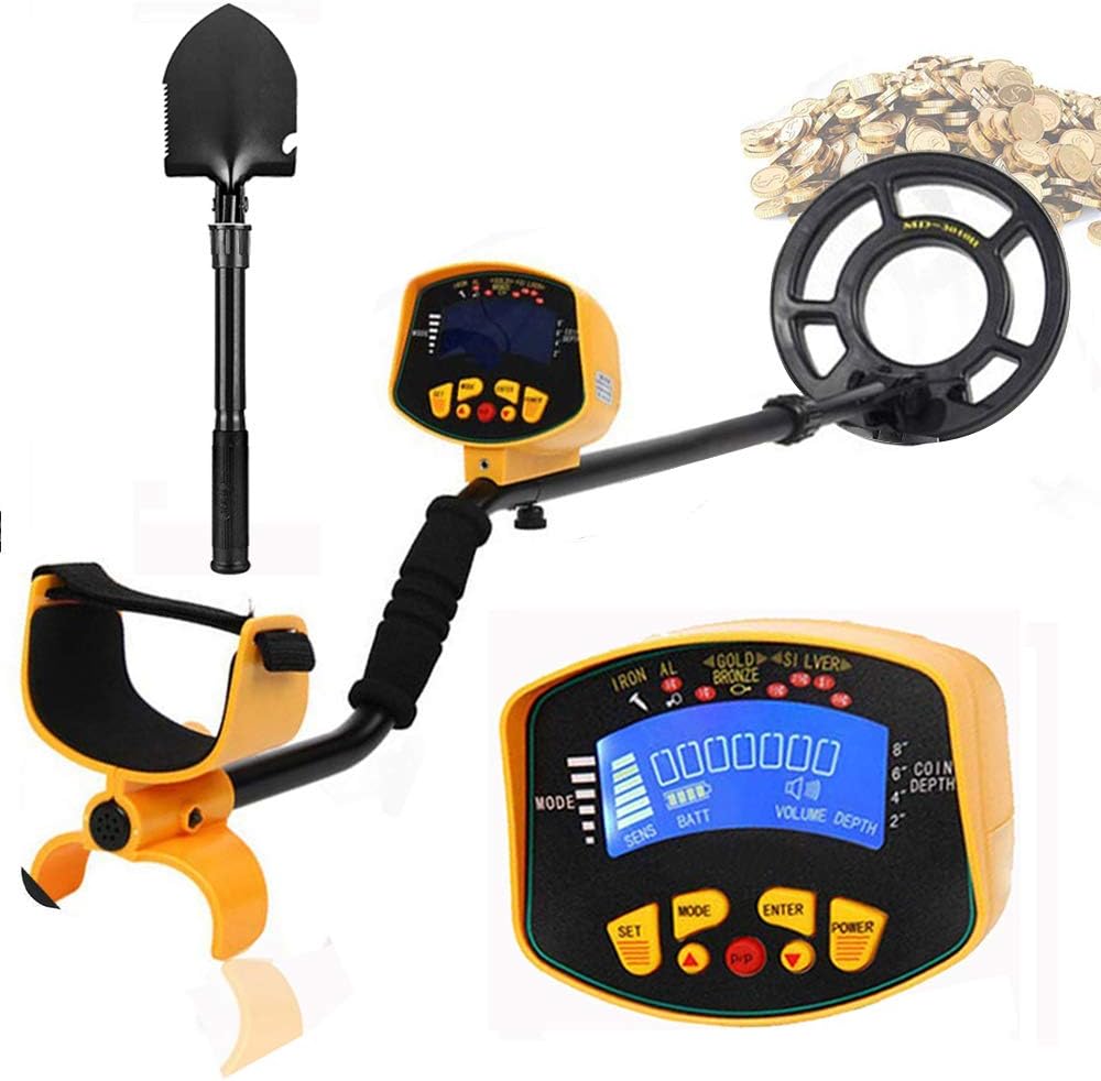 Metal Detector Pinpoint Waterproof Finder with LCD Adjustable Hand held Outdoor Folding Shovel,Gold Metal Detectors for Adults and Kids
