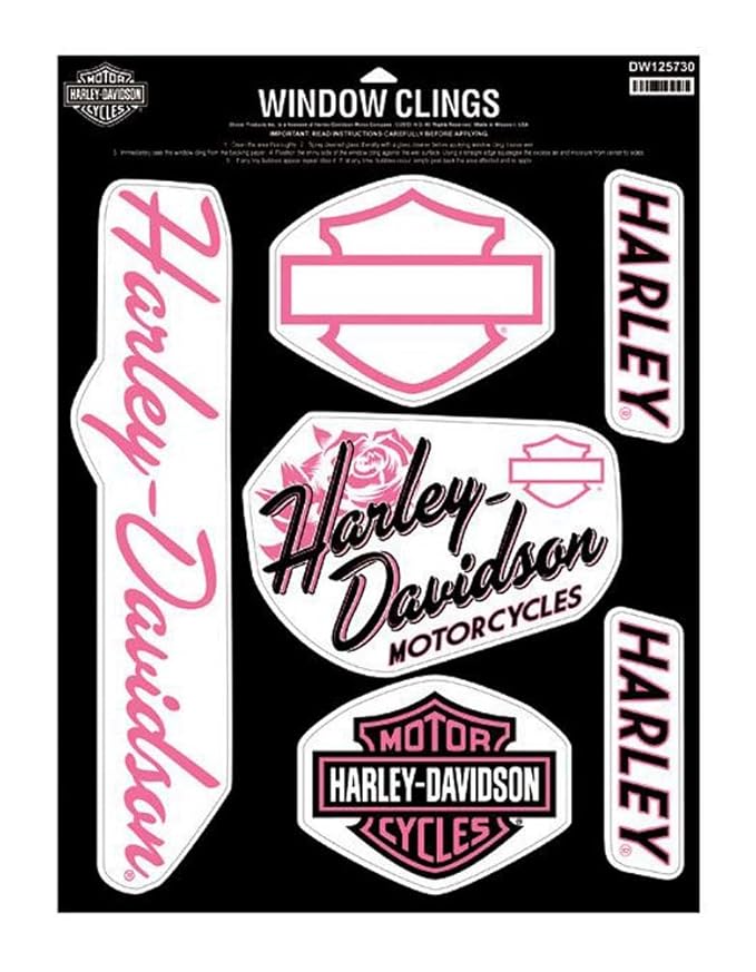 HarleyDavidson Fierce Pink Womens Window Cling Sheet 6