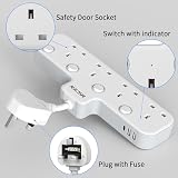 Mscien 4 Way USB Plug Extension with Switches 3250W 250V 13A Safety view 2