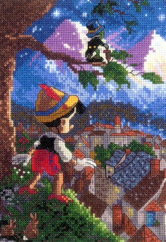 MCG Textiles Disney Dreams Collection By Thomas Kinkade Pinocchio Vignette 5x7  18 Count