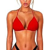 OZICERD String Bikini Tops for Women Bathing Suit Swim Tops Sexy Triangle Bikini Top Black