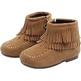 lakiolins Little Girls Tassel Suede Ankle Boots Side Zipper Short Booties Winter Snow Boot