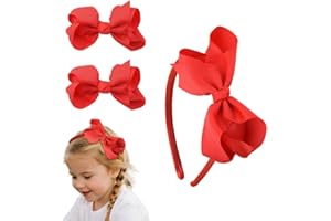 Red Bow Headbands Clips for Girls Grosgrain Ribbon Bow Hair Clips for Daughter Halloween Christmas Decorations for Toddler