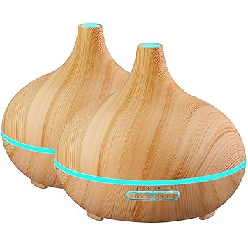 Amazon Com Aromatherapy Diffuser Aroma Essential Oil Diffuser Gift Edition 300ml Air Fragrance Ultrasonic Cool Mist Humidifier Colorful Led Lights 4 Timer Settings Waterless Auto Off Brown 2pack 25 Beauty