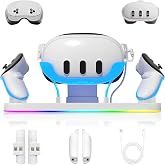 Judkoir Charging Dock for Meta Quest3/3S, 18W Fast Charger with 2 Rechargeable Batteries, 8 LED Lighting Modes, USB-C Charging Accessory for Oculus Meta Quest 3/3S, Support Elite/Battery Head Strap