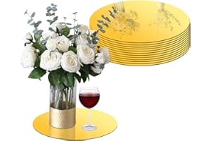 10 Inch Acrylic Round Mirrors for Tables (12, Gold)