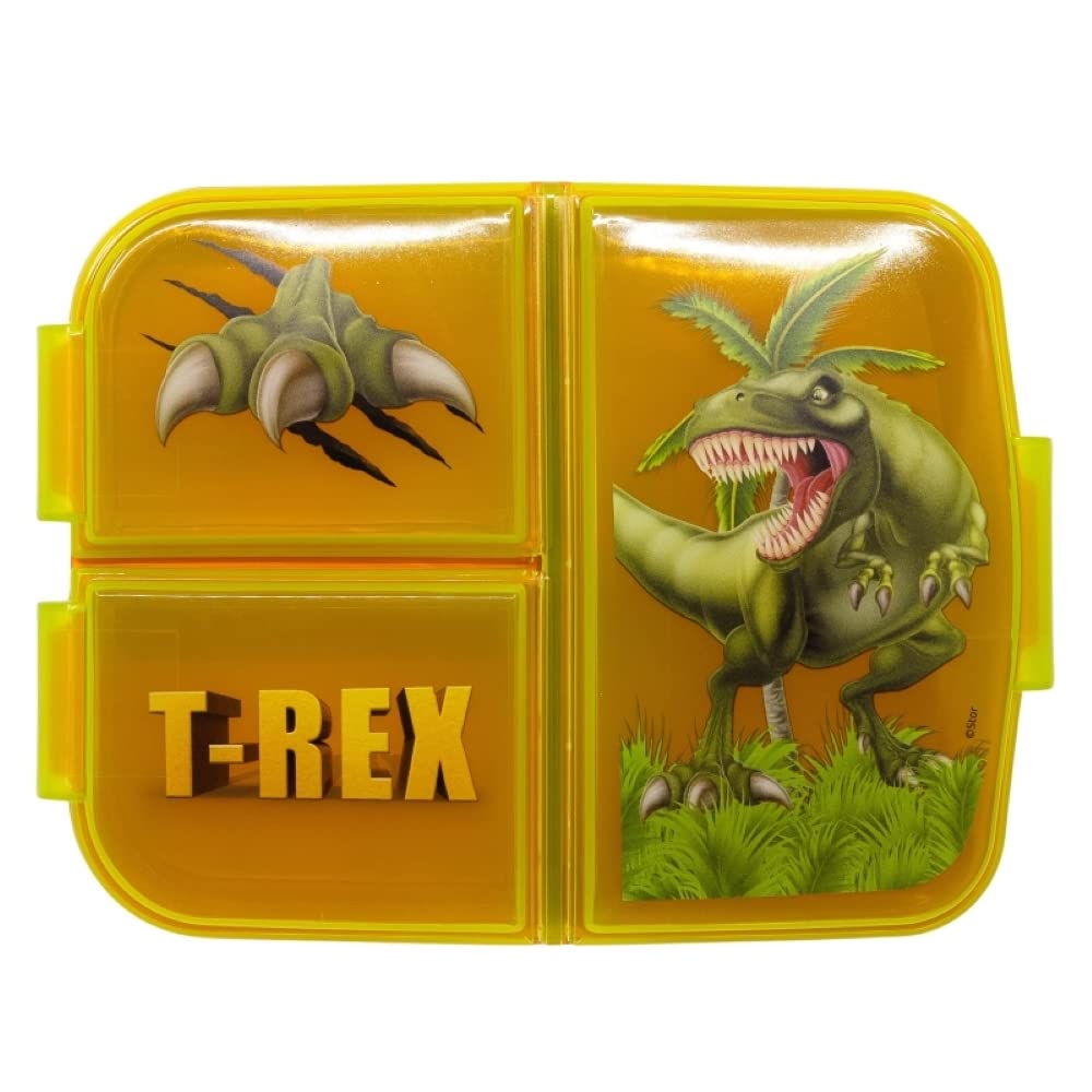 OM SUPPLIES Dinosaur Reusable Sandwich Lunch Box 3 Multi Compartment Kids Children School (Dinosaur) — image 1