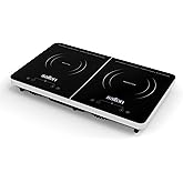 Salton Portable Induction Cooktop | 1800 Watts | Double Countertop Burner | 10 Cooking Levels (60°C to 240°C) | Safeguard Tec