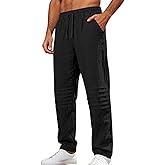 TAFLE Mens Linen Pants Casual Beach Pants for Men Elastic Waist Drawstring Yoga Trousers with Pockets