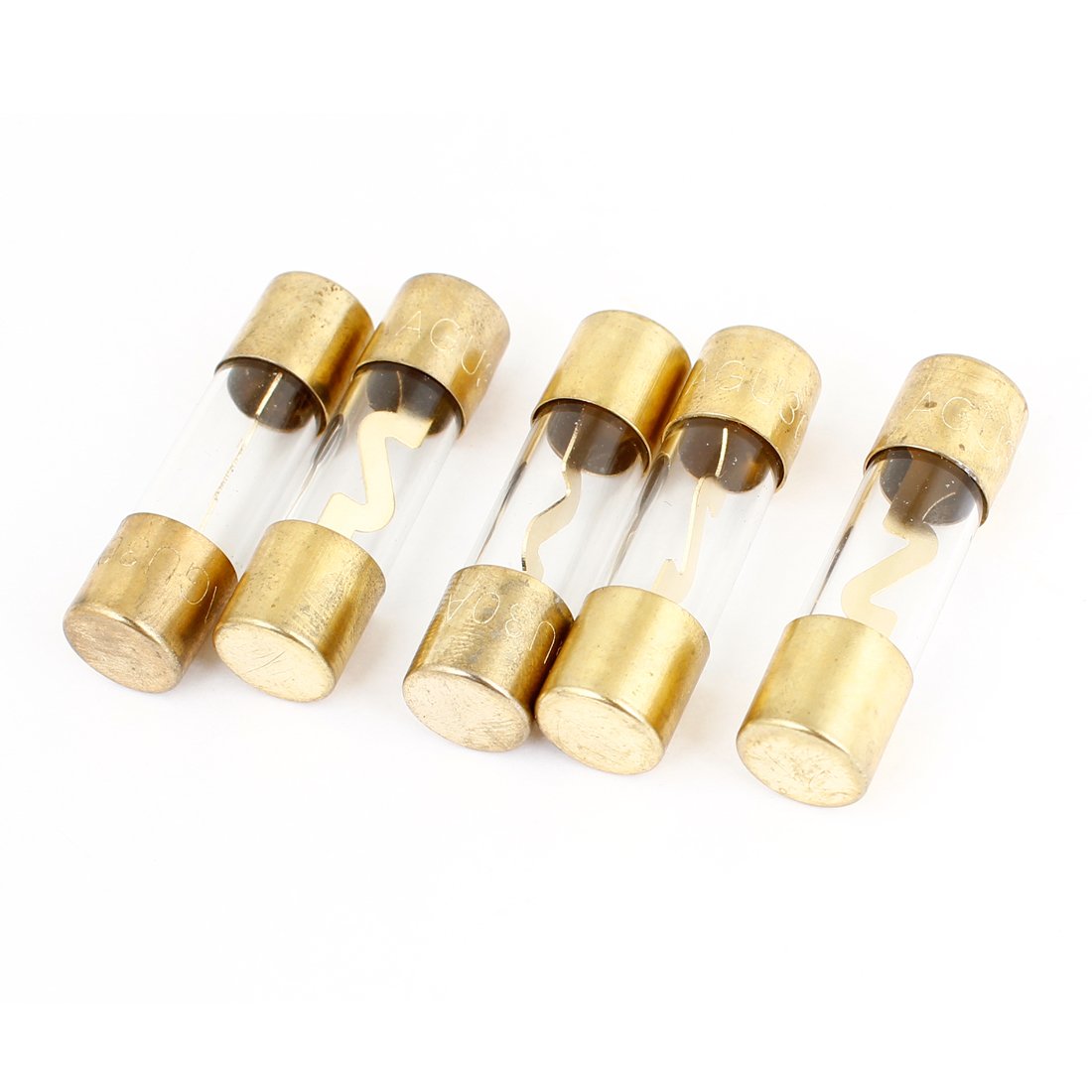 sourcingmap 5 Pcs Gold Tone Clear Shell Audio AGU Safety Fuse 30A 12V for Car
