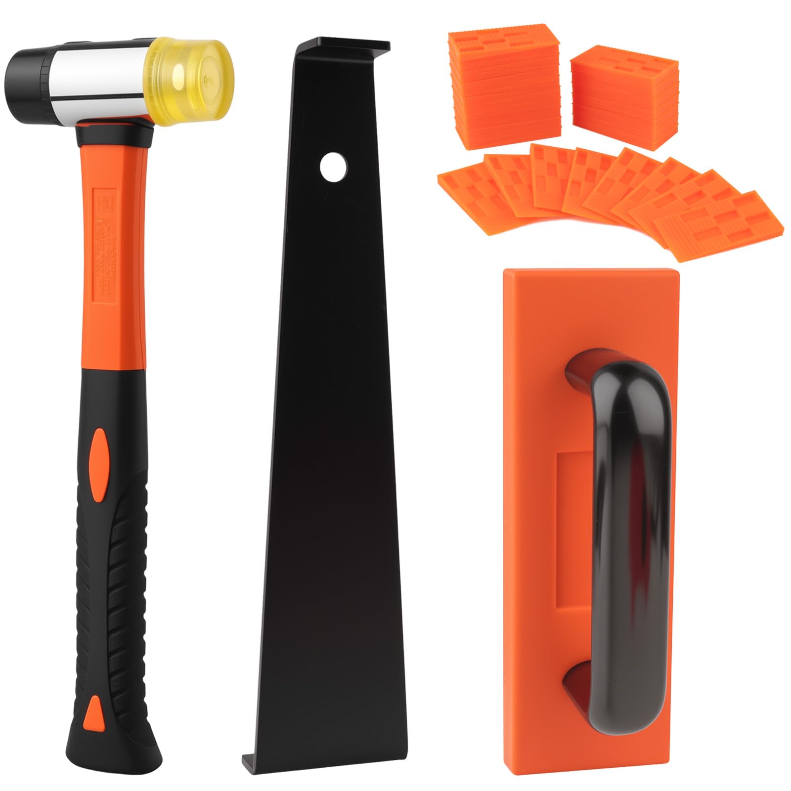 Photo 1 of 43-Piece Laminate Flooring Tools with Sturdy Double-Ended Hammer, Steel Return Hooks, Snug-Fitting Two-Handed Knocking Block with Handle and Shims, Flooring Tools for Home and Professional Use