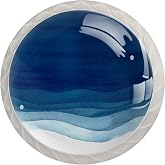 ZORE_FINE5, Kitchen Cabinet Knobs Round Decorative Knobs Cabinet Closet Drawers Dresser Pull Handle 4PCS Watercolor Blue Waves