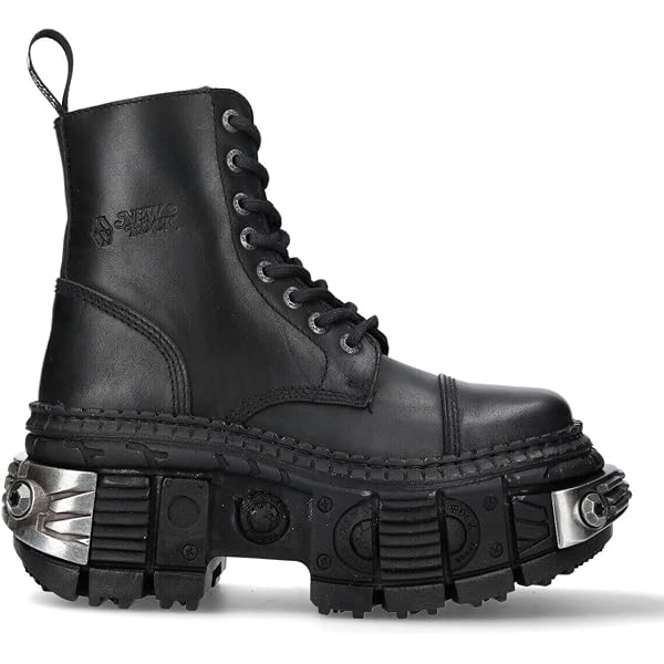 Amazon.com | New Rock Men's TANK083-C1 Real Leather Combat Black