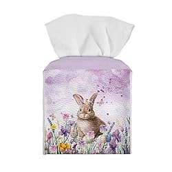 Talayituse Rabbit Tulip Print Tissue Box Cover