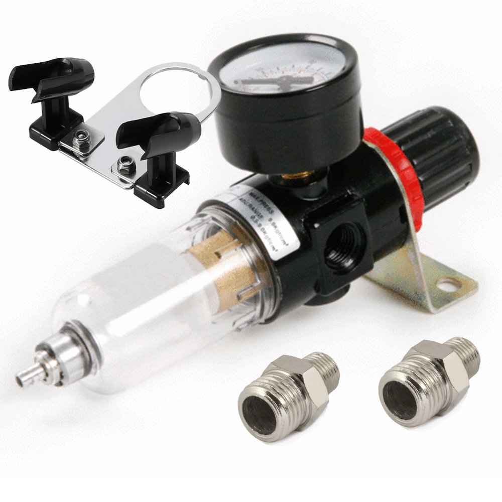 VEDA Airbrush Regulator Kit – HS-F2 Oil & Water Trap Inline Filter + Airbrush Holder – for Airbrushing, Model Painting, Compressor Setup