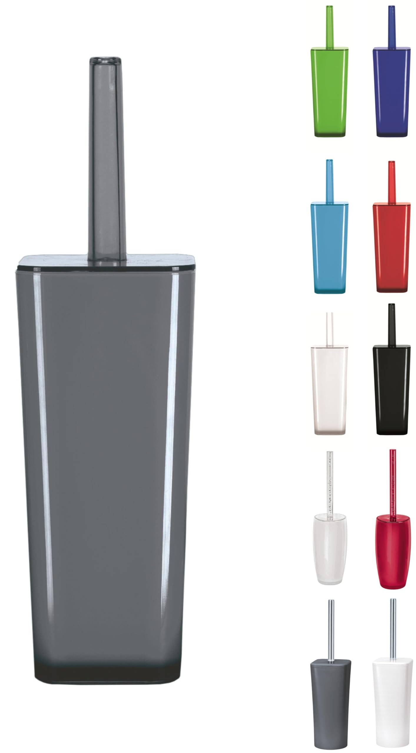 KW "Easy" Enlcosed Plastic Toilet Brush and Holder (Dark Grey)